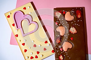 Sweet, colorful, glossy candies and handmade chocolates