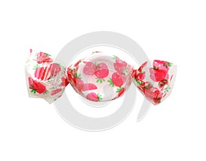 Sweet coloured strawberry candy isolated. clipping path.