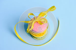 Sweet and colourful french macaroons or macaron