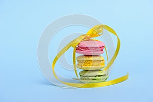 Sweet and colourful french macaroons or macaron