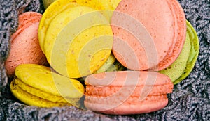 Sweet and colourful french macaroons or macaron