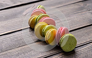 Sweet and colourful french macaroons or macaron