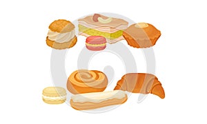 Sweet Confection and Pastry with Bun and Muffin Vector Set