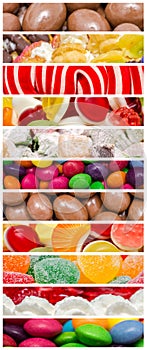 Sweet Confectionery Background Collage