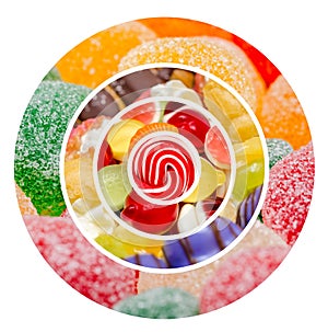 Sweet Confectionery Background Collage