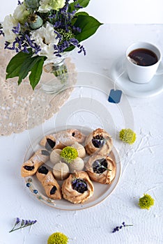 Sweet cookies on bright background