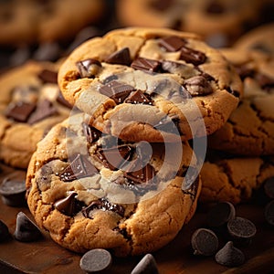 Sweet cookies with chocolate chips delightful treat on the table