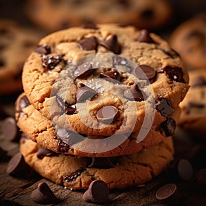 Sweet cookies with chocolate chips delightful treat on the table