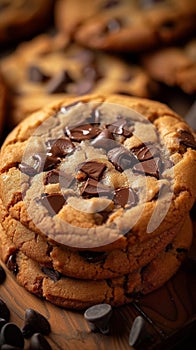 Sweet cookies with chocolate chips delightful treat on the table