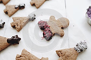 Sweet cookies in different shape on table