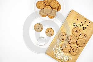 Sweet cookies on wooden cutting board