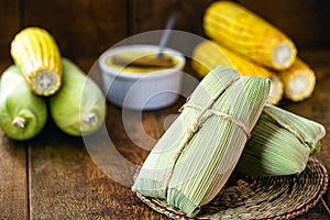 Sweet Corn, typical of Brazil, called Pamonha, Food for June and July parties