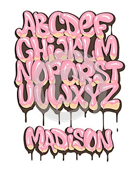 Sweet cream alphabet set liquid font style.