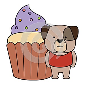 sweet cupcake with cute dog