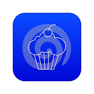 Sweet cupcake icon blue vector