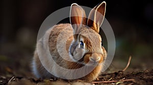 Sweet cute baby bunny. Generative AI