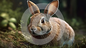 Sweet cute baby bunny. Generative AI