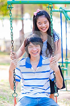 Sweet Cute Couple Relaxing in Park