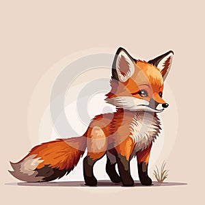 Sweet cute little and young fox. Lovely vector graphics.
