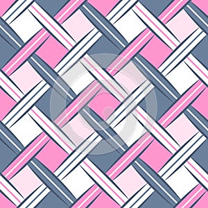 Sweet Dark Blue Pink Simple Woven Rhombus Webbing Oblique Seamless Pattern | Wrhombus Series