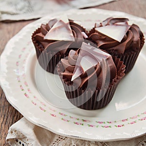 Sweet dark chocolate cupcakes