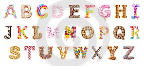 Sweet Dessert Alphabet Isolated