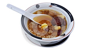 Sweet dessert, cold water taothueng longan, kind of Chinese dessert menu, Chinese syrup dessert had many kind of fruits even the