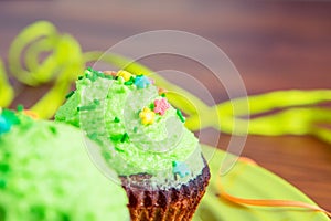 Sweet dessert with green cream