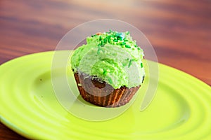 Sweet dessert with green cream