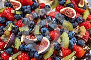 sweet dessert with mixed fresh fruit