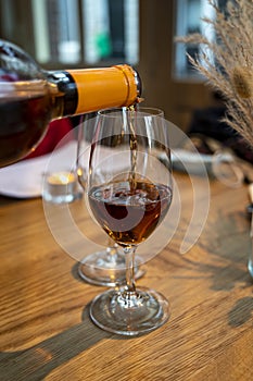 Sweet digestif sherry fortified wine served after dinner