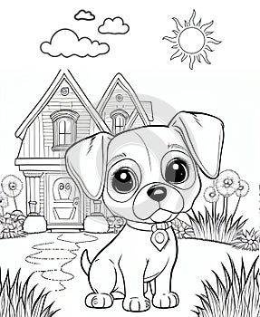 Sweet dog with big eyes and a playful expression, Coloring Page for dog lovers