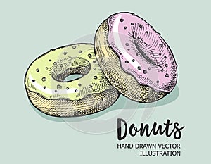 Sweet donuts vintage design. Vector illustration.