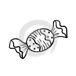 Hand drawn chocolate candy in Doodle style. Vector isolated illustration on a white background.
