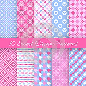 Sweet dream seamless patterns. Vector illustration