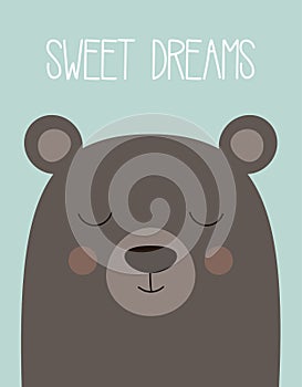 Sweet dreams card with bear