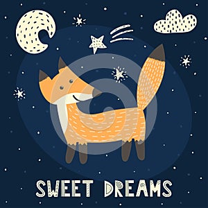 Sweet Dreams card with a cute fox