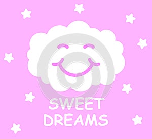 Sweet dreams cloud with smile icon â€“ vector