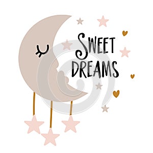 Sweet dreams - cute moon decoration.