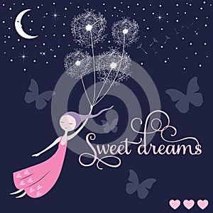Sweet dreams girl vector
