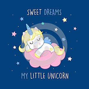 Sweet dreams my little unicorn - Nursery print