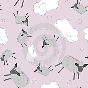 Sweet dreams seamless pattern with cute sheeps