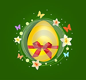 Sweet Easter egg with gift bow
