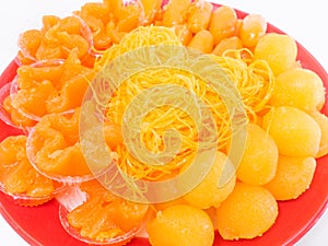 Sweet egg floss,Thai dessert Golden threads ,foi thong,thong yip,thongbib,tong yord