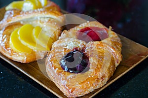 Sweet flaky pastry with fruits