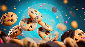 sweet flying cookies food