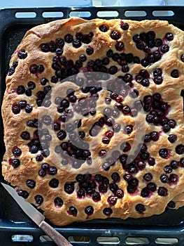 Sweet foccacia with grapes.