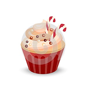 Sweet food chocolate creamy cupcake set vector illustration
