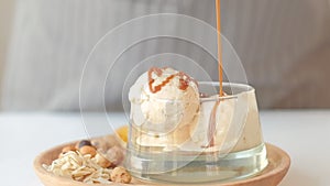 Sweet food dairy dessert caramel flow ice cream