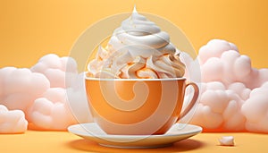 Sweet food and drink dessert, coffee, cream, sugar, candy, ice cream, chocolate, milk, whipped cream generated by AI